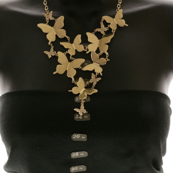 Restocked, one left! Butterfly gold cascade necklace with bling - Picture 2 of 4